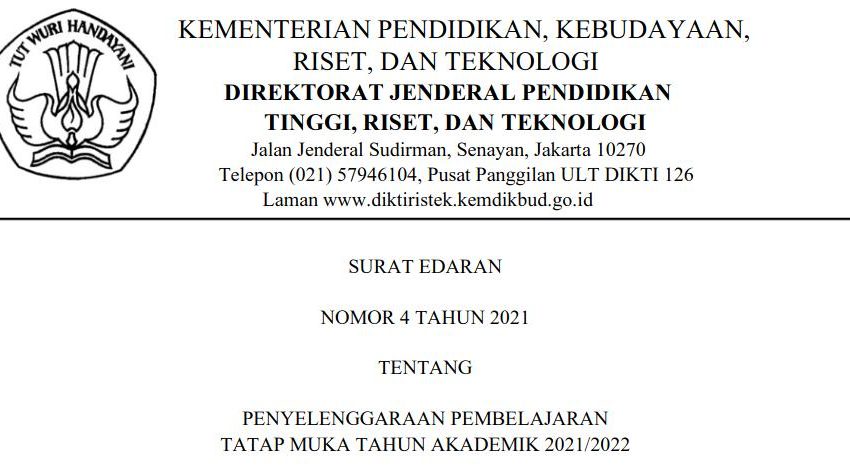 Downlod SE Penyelenggaraan Pembelajaran Tatap Muka Jenjang Pendidikan ...