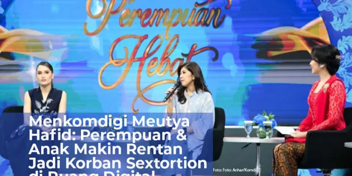 Menkomdigi Meutya Hafid menjadi narasumber dalam program "Dialog Spesial Perempuan Hebat" di Studio TV One, Kuningan, Jakarta Selatan, Senin (20/04/2026). Foto: Anhar/Komdigi