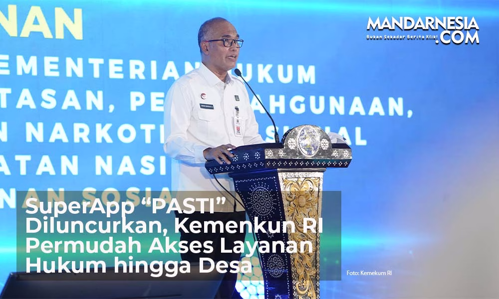 Kementerian Hukum memperkenalkan sebuah aplikasi handphone yang berisikan seluruh pelayanan publik Kementerian Hukum. Aplikasi dengan nama SuperApp Kementerian Hukum “PASTI” ini dapat diunduh pada perangkat android maupun iOS. (Foto: Kemenkum RI)